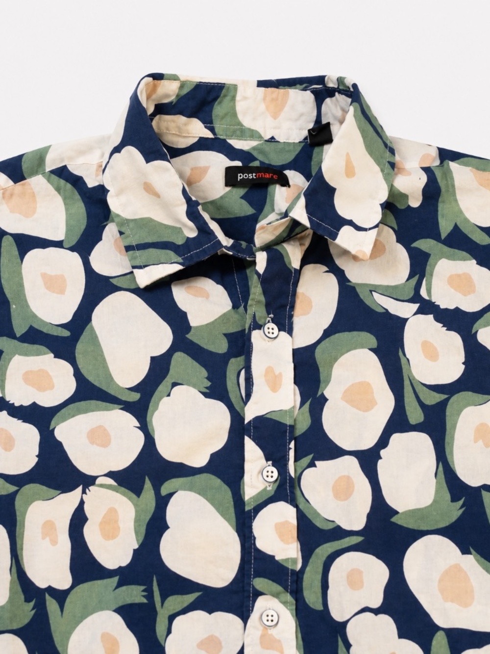Postmarc Floral Print Cotton Button Shirt Navy White SIZE MEDIUM